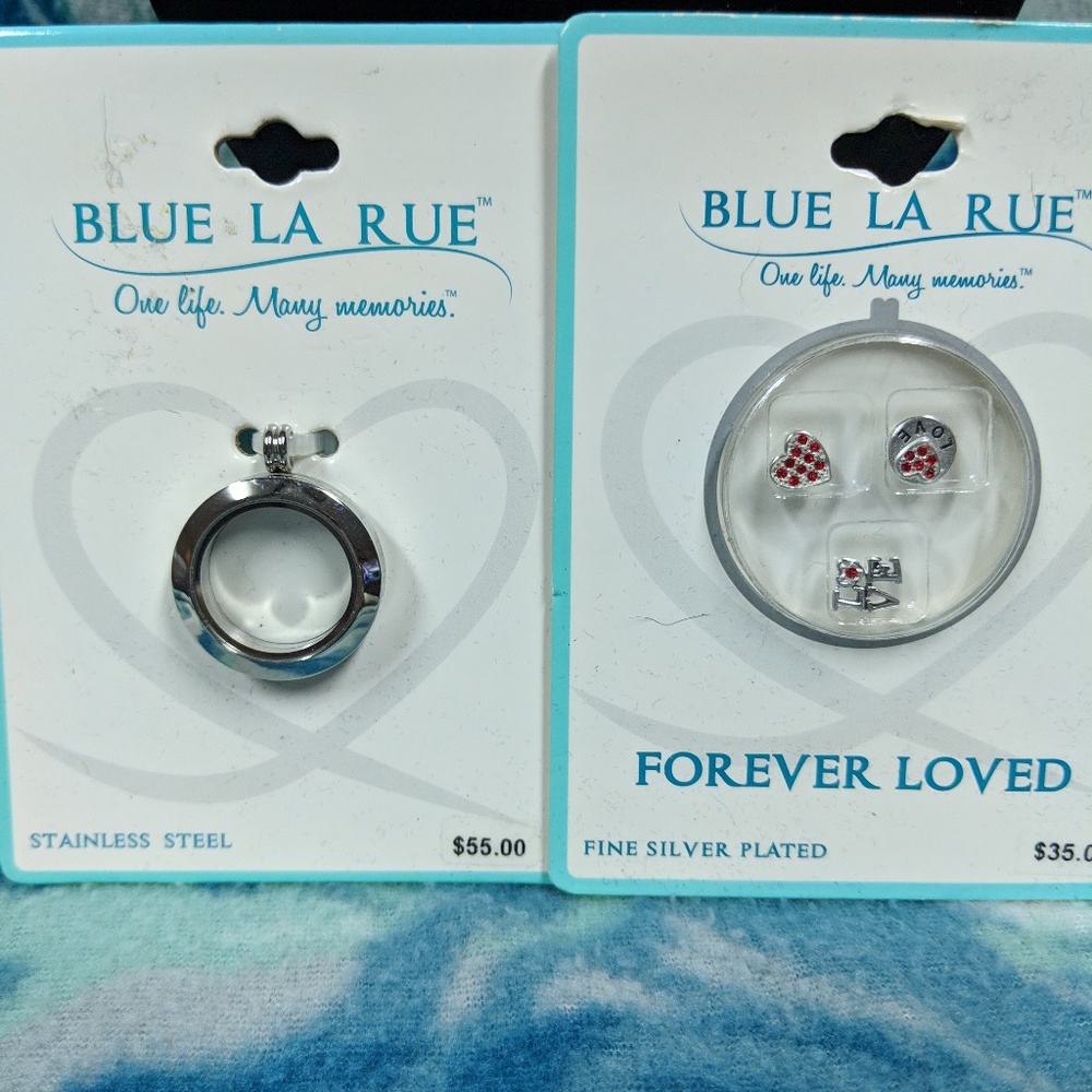 Silver Locket And Red Crystal Charms NEW!!